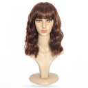 Ucubb Short Bob Wavy Wig with Bangs for Women Loose Curly Wig Look natural Shoulder Length Bob Wigs