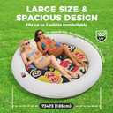 Sunikko X 73"x73" Inflatable Tanning Pool Floats Lounger Bed for Adults, Lucky Design XL Round Blow Up Pool Raft with Cup Holders, Pillow, 500lb, Sunbathing, Pool, Beach, Lake, Backyard Party (White)