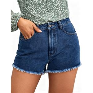 BISUAL Womens Denim Shorts Stretch Jean Shorts Womens High Waisted Raw Edge Denim Shorts Casual Jean Shorts for Women Blue US S