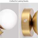 Battery Operated Rechargeable Wall Sconce Single, Brushed Gold Opal Glass Globe Wall Lamp, Wireless Touch & Remote Control, Dimmable 3 CCT + 12 RGB Colors for Bedroom Living Room Hallway