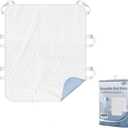 Washable Bed Pads with 6 Sturdy Handles 3436 Extra Large Reusable Underpads 4-Layers Leakproof Chucks Pads Washable for Incontinence (Blue,1 Pack)