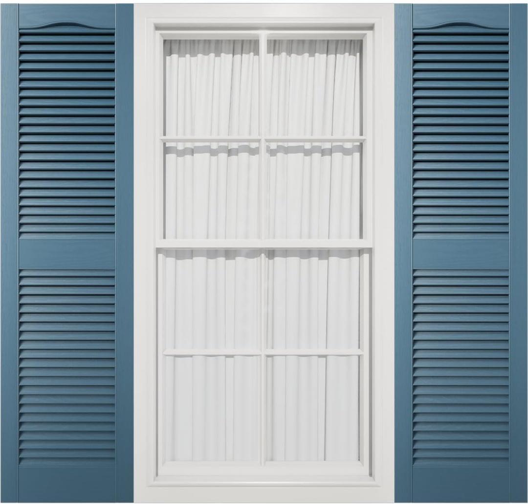 Mid America 00011460036 Standard Size Cathedral Top Center Mullion, Open Louver Vinyl Shutter, w/Installation Shutter-Lok's & Matching Screws (Per Pair), 036, 14 1/2"W x 60"H, Classic Blue