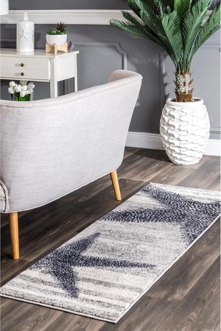 nuLOOM Thomas Paul Starfish and Striped Runner Rug, 2' 8" x 10', Grey