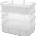 CraftGenes Craft Organizers and Storage, 10QT 4-Layer Durable Sewing Organizer for Sewing Supplies with 2 Removable Trays, DIY Kit Container for Seasonal Decor, Tool, Scrapbook and Art Supplies (White)