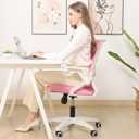 Ergonomic Office Chair Desk Chair with Adjustable Height Mesh Computer Chair Swivel Chair with Flip-up Arms and Lumbar Support Pink