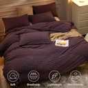 JELLYMONI Purple Duvet Cover Full Size, 3pcs Washed Microfiber Bedding Set, Soft Breathable Seersucker Duvet Cover Set with Zipper Closure and Corner Ties for All Seasons  Purple, Full(80"×90")