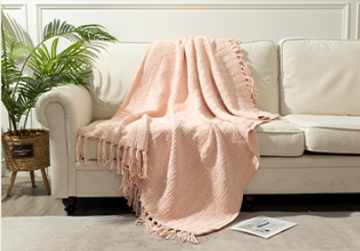 NANPIPER Knit Blanket Ultra-Soft Cozy Throw Handknit Style for Couch, Luxurious Lightweight Home Decor, Soft Peach 50"x60"
