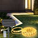 DBFAIRY 50Ft Solar LED Strip Lights Outdoor, Large Capacity Solar Powered Light Strip Auto On/Off with Remote Timer 8 Lighting Modes for Pathway Patio Pool Camping Decor, 2700K Warm White