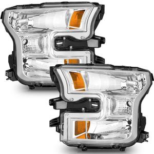 WEELMOTO Headlights Assemblies for 2015 2016 2017 Ford F150 (NOT FOR factory LED or HID headlights), Headlight Assembly Compatible with 15-17 Ford F150 Pair