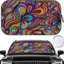 Windshield Sun Shade - Car Sun Shade Windshield, Reflector Sunshade Offers Ultimate Protection for Car Interior, Foldable Front Window Fit for Hatchback, Truck, SUV, MPV, Black(63"x32")