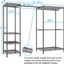 Ulif E10 Clothes RackWith Stretchable Hanger RodFreestanding Clothing Racks for Hanging ClothesAdjustable Closet Organizer SystemPortable Garment Rack 73-97" W x 15" D x 72" HMax Load 800LBSGrey