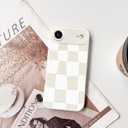 NITITOP Compatible for iPhone 17 Air Case Cute Aesthetic Checkerboard Larger Blocks Pattern for Women Girl Trendy Slim Fit TPU Silicone Shockproof Full Camera Protection Cover - White