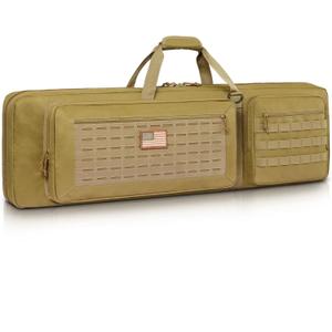 CVLIFE 42" Soft Rifle Case Rifle Bag Double Long Gun Bag Gun Case Rifle Backpack, with Backpack Straps and Lockable Zipper for Gun Storage and Transportation and Outdoor Hunting Shooting (42"x12.5", Flat Dark Earth)