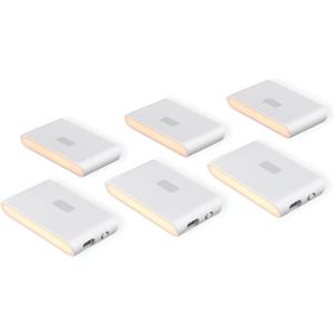 Wyze Lifestyle Rechargeable Night Lights with Dusk to Dawn & Motion Sensors, Warm & Soft White Stair Lights for Bathroom, Hallway, Linkable, Magnetic Mount, 6 Pack