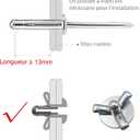 50Pcs Tri-Fold Aluminum Blind Rivets,Tri Grip Exploding Assortment Bulb Style Pop Rivets for Automotive, Soft or Plastic Materials (Silver, 1/4"x1-3/8")