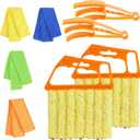 4Pcs Window Venetian Blind Cleaner Duster Tool,Blind Duster for Cleaning,Washable 7Finger Duster Brush Dusting Cleaner Tool for Window Shutters Air Conditioner Vinyl Wood Blinds,with 4 Cloth Cover