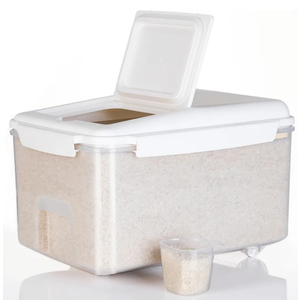LivLab Mker Rice Storage Container - 20 lbs Airtight Flour Dispenser with Lids,measuring cup & wheel, BPA Free, Kitchen organizers for Pet/Cat/Dog Food Storage Container LivLab Mker Rice Storage Container - 20 lbs Airtight Flour Dispenser with Lids,measuring cup & wheel, BPA Free, Kitchen organizers for Pet/Cat/Dog Food Storage Container