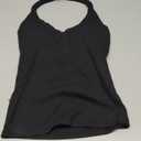 SUUKSESS Halter Tank Top for Women with Built in Bra Cotton Ribbed V Neck Cami (Small, Black)