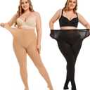 2 x Plus Size Tights for Women 80D Soft Solid Color Opaque Pantyhose High Waist Control Top Stockings 2 Pairs (XXXL)
