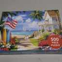 500 Pieces Puzzle for Adults, Beach Dog Flower Puzzle, Recycled Cardboard Jigsaw Puzzles 500 Pieces, Challenging Puzzles Game Home Art Decor Birthday Party Gift Toy for Friends Seniors 20.5 * 15 inch