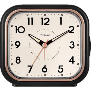 4.5" Vintage Retro Analog Alarm Clock, Super Silent Non Ticking Clock with Manual Light, Snooze, Battery Operated, Simply Design, for Living Room, Bedroom, Bedside, Desk(Black) 4.5" Vintage Retro Analog Alarm Clock, Super Silent Non Ticking Clock with Manual Light, Snooze, Battery Operated, Simply Design, for Living Room, Bedroom, Bedside, Desk(Black)