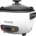 Black+Decker 2-in-1 Rice Cooker and Food Steamer, 16 Cup (7 Cup Uncooked), White, RC516C