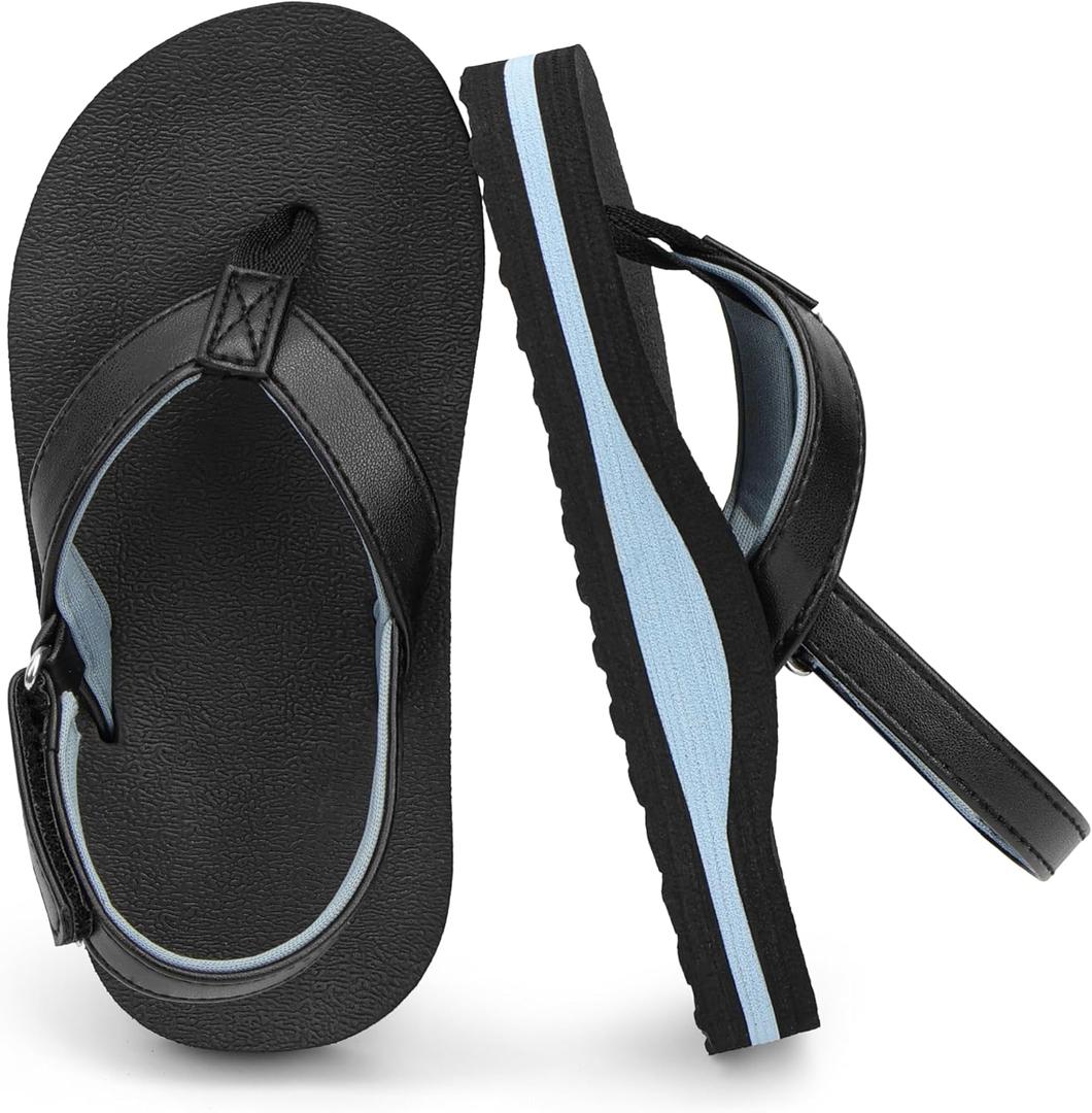 INMINPIN Toddler Boys Girls Flip Flops Comfortable Cushion Mat Summer Beach Pool Sandals Little Kids Non Slip Slide Sandal with Backstrap