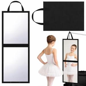 GlikCeil Foldable Portable Full Length Mirror for Dancer, Camping, Travel Black 25.6" x 12" Portable Hanging Folding Mirror with Handle for Dance Competition Travel Full Body Backstage Mirrors