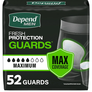 Depend Guards Incontinence Pads for Men, Maximum Absorbency, 52 Count