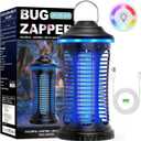 Rechargeable Bug Zapper Outdoor & Indoor, Mosquito Fruit Fly Trap, Gnat Moths Catcher, 4200V Grid, USB Charging, 4000mAh Battery, Fit for Home, Kitchen, Backyard, Camping, Patio, Black