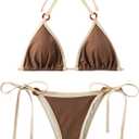 SHENHE Women's Sexy Bikini Sets Ring Triangle Tie Bathing Suits 2 Piece Swimsuits (Medium, Coffee Brown)
