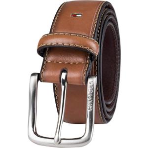 Tommy Hilfiger Men’s Semi‑Dress Leather Belt, Versatile Everyday Style (Regular & Big and Tall Sizes) (Brown)