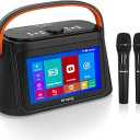 WMQ Karaoke Machine with 32GB Android Tablet, Smart Portable Karaoke Speaker with 10.1" Lyrics Touch Display and 300W Peak Power, 2 Wireless Mics, Professional Party Speaker for Gatherings