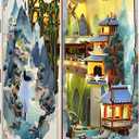 Book Nook Kit for Adults, DIY Dollhouse Booknooks Penglai Wonderland Ancient Chinese Landscapes Bookshelf Insert Decor with Dust Cover 3D Wooden Assembly Model Decoration Creative Gift