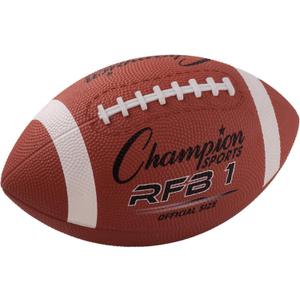 Champion Sports Rubber Football  Durable All-Weather Football with Enhanced Grip - Backyard Play & Training  Pee Wee to Official Sizes
