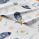 Kids Twin Size Space Bed Sheets - 3 Piece Space Microfiber Sheet Set - Galaxy Theme bedding - Soft, Cozy, Breathable & Machine Washable - Spaceship Rocket Bed Set for Boys, Girls, Teens and Toddlers