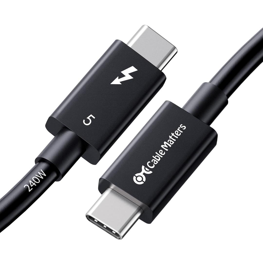 Cable Matters [Intel Certified] 80Gbps Thunderbolt 5 Cable with up to 120Gbps Bandwidth Boost and 240W Charging - 0.3m / 1ft, Compatible with Thunderbolt 4, USB4, and USB C, Black