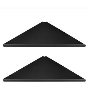 evron Corner Mounting Shelf Set of 2  Easy to Install Floating Wall Shelves with Wood Grain Finish, Durable and Waterproof ABS Plastic for Kitchen, Bathroom, Living Room Home Dcor (Black)