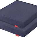 Pcinfuns Outdoor Chair Cushion 22 x 22 x 3 Inch Water Resistant & Fade Resistant Patio Furniture Cushions with Removable Cover and Adjustable Straps Set of 2, Blue Grey