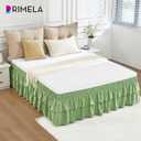 RIMELA Ruffle Bed Skirt Light Green Queen 18 Inch Drop, Elastic Wrap Around Bed Skirting Queen Size, Easy to Install Dust Ruffle, Machine Washable Soft Fabric, Multi Ruffle Bedskirt