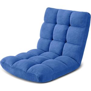 Folding Floor Gaming Chair 14-Poistion Cushioned Adjustable Floor Lazy Sofa Chair w/Breathable Cotton & Skin-Friendly Velvet for Adults & Kids Perfect for Reading Gaming Meditating, Babyblue