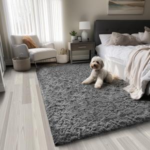 Ophanie Upgrade 3x5 Rugs for Bedroom, Grey, Fluffy Shaggy Soft Area Rug, Gray Non-Slip Indoor Floor Carpet for Living Room, Kids Baby Boys Teen Dorm Home Decor Aesthetic, Nursery, Rug