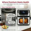 Air Fryer, 8.5QT Family Size Digital Air Fryers, BPA-Free, Smart Touchscreen with 8-Preset, Air Frying, Reheat Leftovers, Party Food, Fast Cooking, Dishwasher-Safe, Stainless Steel