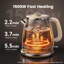 Electric Kettle 1.8L with Temperature Gauge, 1500W Fast Boiling Electric Tea Kettle, 100% Stainless Steel Retro-Style Hot Water Kettle Electric - Glowing LED Light, Auto Shut-Off & Boil-Dry Protection