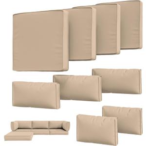 9Pcs Outdoor Chair Cushions Covers Waterproof Anti-Fading for 5 Pack Patio Set Cushion Slipcovers, Outdoor Furniture Cover Replacement, Covers Only, Sand