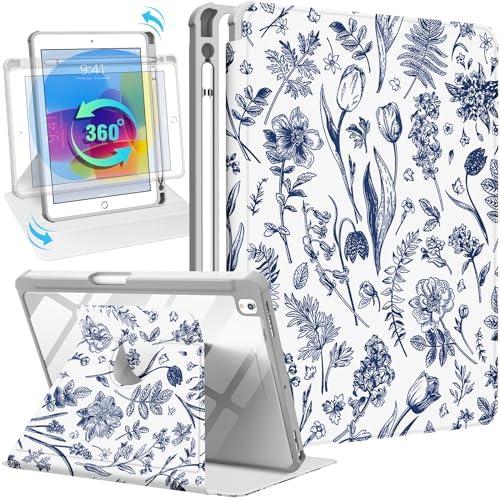 Uppuppy for iPad 9th/8th/7th Generation Case 10.2 Inch Folio Cover with Pencil Holder Women Girls Cute Flower Girly Pretty Teens Kawaii Floral Rotating Stand for Apple iPad 7/8/9 (2021/2020/2019) Uppuppy for iPad 9th/8th/7th Generation Case 10.2 Inch Folio Cover with Pencil Holder Women Girls Cute Flower Girly Pretty Teens Kawaii Floral Rotating Stand for Apple iPad 7/8/9 (2021/2020/2019)