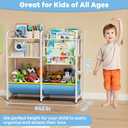 3 in 1 Kids Bookshelf and Toy Storage Organizer, Baby Montessori Bookshelf Book Organizer for Kids, Toddler Book Display Shelf Ideal for Classrooms, Playrooms and Nurseries (Light Blue)