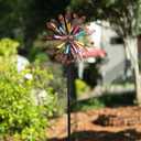 DREAMYSOUL Wind Spinners Outdoor, Copper Metal Kinetic Wind Sculptures with Gemstones, Wind Spinner for Garden Yard Lawn Patio Decor