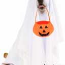 Ghost Dog Costume Set - White Ghost Costume for Dogs & Cats - Halloween Cosplay & Candy Bucket - Felt Pumpkin Candy Buckets - Trick or Treat Bags (L) (100*140cm)