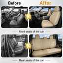 for Ford F150 Seat Covers 2005-2026 & F250 F350 F450 2017-2026 Full Seat Leather Waterproof Trucks Pickup Seat Covers Custom Fit for Ford F150 Accessories, for SuperCrew/CrewCab(XL,XLT), Beige